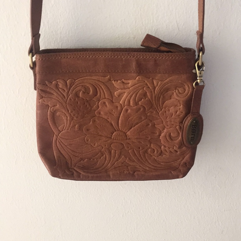Born leather tooled crossbody